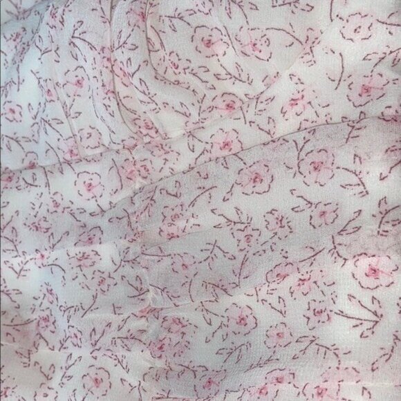 Cotton Candy Pink Bustier Tie Front Crop Top Cherry Blossom Pink Off White - Picture 6 of 11